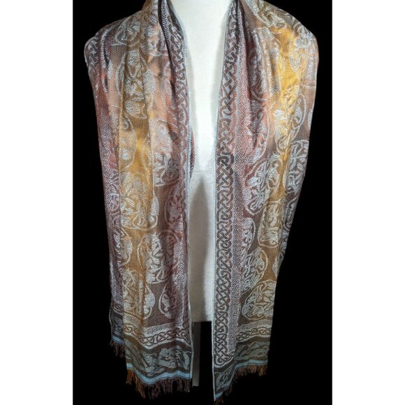 Molina by Jimmy Hourihan Rainbow And Grey Celtic Knot Scarf - Picture 2 of 11